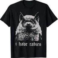 Vintage I Have Rabies Bat Funny Meme Quotes 100% Cotton T-shirt Mens Tees Top M