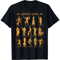 Laiski Harajuku Marškinėliai Graikų Mitologija Graikų Dievai T-shirt Medvilninis Apvalia Kaklo Trumpomis Rankovėmis Laisvalaikio Vyriški Gatvės Drabužiai Per dydį Laisvas Unisex S juoda