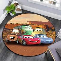 1pc Cars Round Area Rug,Non Slip,Machine Washable Polyester Carpet for Living Room,Bedroom Decor 80cm by 80cm
