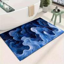 Blue Ocean Area Rug, Soft Non-Slip Dotted Bottom Bath Mat, Durable Washable Carpet for Living Room, Bedroom & Bathroom, 1PC 40x60cm