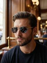 Men's metal full-rim geometric frames, retro casual fashion glasses, suitable for daily commuting, outfit photos, outdoor vacati juoda