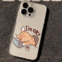 Im ok Work kitten Phone case iPhone17 15 Pro Max 11 12 13 16 14 Plus Silicone Shockproof transparent phone case iphone 15 Pro
