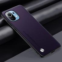 Luxury PU Leather Case For Xiaomi Mi 11 Mi11 Back Cover Matte Silicone Shockproof Full Protection Phone Case For Xiaomi 11 5G For Xiaomi Mi 11 violetinė