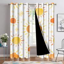 2Pcs Yellow Sunburst Window Curta Children Bedroom Blackout Curta Cute Pattern Home Interior Curta Daily Room Curtain 53x137cm 2pcs