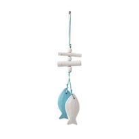 Ocean Beach Wooden Driftwood Wall Hanging Decor, Mediterranean Style Coastal Wall Art with Shells Fish Sailboat for Living Room, Bedroom, Dining Room D