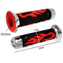 Motorcycle Throttle Grips Red Flame Skull 7/8 Handlebar Size Soft Rubber Red