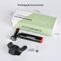 ZOYOSPORTS Black Head CO2 Pump with Clear Pressure Gauge Aluminum Alloy Bike Air Mini Cycling Bicycle CO2 Inflator Carbon Dioxide Pump juoda