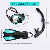 Adult Professional Flipper Diving Goggles Snorkeling Tube Three-Piece Silicone Anti-Fog Tempered Glass Mirror PCPP Shenzhen L smaragdas