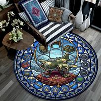 Airplane Adventure Icons Round Area Rug Under Office Chairs Bedroom Living Room Home Decor 80cm x 80cm