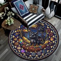 Dragons Hoard Adventure Round Area Rug Under Office Chairs Bedroom Living Room Home Decor 80cm x 80cm