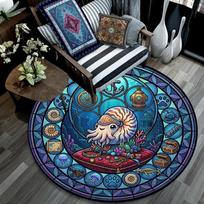Underwater Adventure Window Round Area Rug Under Office Chairs Bedroom Living Room Home Decor 80cm x 80cm
