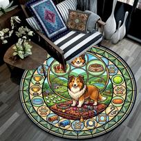 Royal Canine Kingdom Round Area Rug Under Office Chairs Bedroom Living Room Home Decor 80cm x 80cm