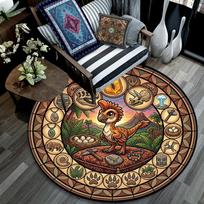 Prehistoric Glass Round Area Rug Under Office Chairs Bedroom Living Room Home Decor 80cm x 80cm