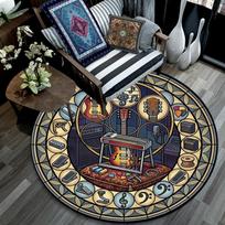 Music Instruments Harmony Round Area Rug Under Office Chairs Bedroom Living Room Home Decor 80cm x 80cm