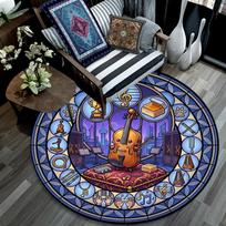 glass window Round Area Rug Under Office Chairs Bedroom Living Room Home Decor 80cm x 80cm