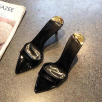 Madingos Seksualios PU Seklios Plonos Aukštakulnės Moteriškos Smailianosės Atvirais Pirštais Lauko Vienspalvės Neslystančios Basutės Šlepetės Mules 35