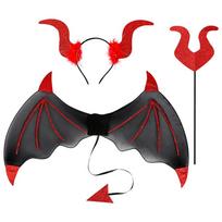 3Pcs/Set Funny Halloween Costume Accessories Bat Wings with Tail Demon Wings Set  Adult/kids Style4