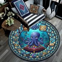 Ocean Adventure Icons Round Area Rug Under Office Chairs Bedroom Living Room Home Decor 80cm x 80cm