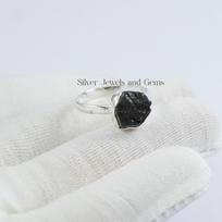 Natural Black Tourmaline Ring, Raw Tourmaline Ring, 925 Sterling Silver Ring, Birthday Ring, Handmade Ring, Black Gemstone Ring 5.5