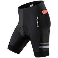 WOSAWEMen's Cycling Shorts MTB Bicycle Road Bike Shorts with 3D Gel Padding Reflective Back Zip Bocket EU S (ASIA M)