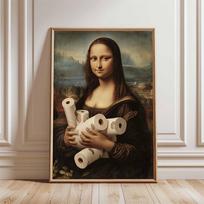 Mosa Lisa Pop Art Canvas Painting Colorful Mona Lisa Art Prints Funny Toilet Paper Holder Poster Modern Pop Art Graffiti Decor 21X30CMNo Framed