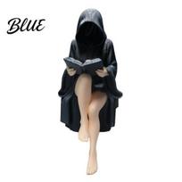 PLA Material Figurine Black Robe Girl Ornament Halloween Dark Style with Balanced Durable Ornament Base Sitting Figurine Detailed Texture Non-fall