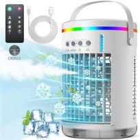 Portable Air Cooler, Cooling fan, Air Conditioner Fan,1400ml,3 Speeds,with 7 Colors Light, USB Powered, for Room/Office/Desk balta
