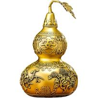 Brass Four Seasons Peace Gourd Feng Shui Statue – Chinese Peace, Health & Prosperity Figurine for Entryway, Home Office Desk or Shelf Decor, Gift Medium