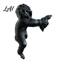 Bedroom Decoration Piece Cool Monkey Figurine Computer Monitor Decor Funny Statue Ornament Decorative Artistic Room with Banana for Home Office juoda