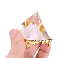 Gold Stand Crystal Pyramid Ornament Egyptian Feng Shui Crafts  Spiritual Decor