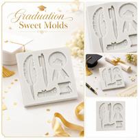 Graduation Diploma Scroll Pen Fondant , 3D Silicone Chocolate Candy for , Creative Party Supplies one size