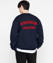 Graver Ordinary [Odnr-Unisex] Scotch Round Logo Sweatshirt_Navy Navy_Red Print/S
