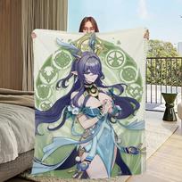 Genshin Impact Lauma Characters Plush Throw Blanket for Sofa Bedroom Office Travel Soft Flannel Warm Cozy Gift Size: 75*100cm, Weight: 230 GSM