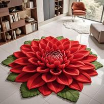 Flower Floor Mat Non-Slip Backing for Bathroom and Home Accessories 40*40cm raudona