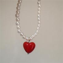 Fashion Vintage Red Resin Heart Pendant Bead Choker Necklace For Women Y2K Charms Trend Neck Accessories Jewelry Wholesale 2026