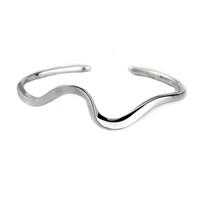 Twisted Water Wave Pattern Bending Arc Girls Women Gift Simple Bracelet Jewelry Opening Bangle sidabras