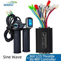 36V 48V 350W 18A FOC Sine Wave Brushless Motor Universal Controller LCD Display Throttle Kit for Electric Scooter Bicycle Repair 36V LCD-350W 18A-FOC