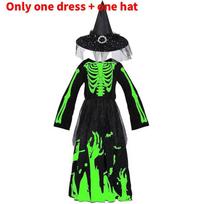 Halloween Girl Witch Costume With Printed Skirt For Kids Party Dress Up Grim Reaper ,Kid S