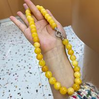 12 mm geltono agato karoliukų vėrinys, naujas kinų apvalių karoliukų raktikaulio grandinėlė, madingi, universalūs, aukštos kokybės karoliukų papuošalai yellow
