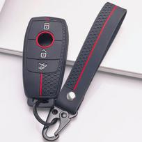 Smart Key Fob Cover for Mercedes-Benz A Class W177 B Class W247 C Class W206 E Class W213 S Class W222 GLC GLE GLS CLA GLB GLA with Keychain Key Cover juoda