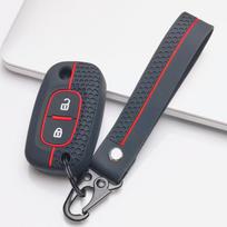 Silicone Folding Remote Key Sleeve for Renault Clio 3 Twingo 2 Modus Kangoo Scenic 2 Megane 2 Lada Vesta Granta Kalina Niva with Keychain Key Fob Case juoda