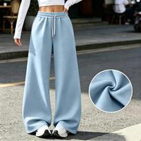 Women's Casual Wide Leg Sweatpants with Pockets Lined Drawstring Joggers for or Athletic Wear M