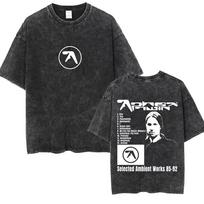 Aphex Twin Washed Vintage T Shirt Men Women Fashion Casual Oversized Short Sleeve T-shirt Male Cotton Retro Tshirt S įvairiaspalvis