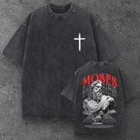 Unisex Moses Prophet Statue Graphic Oversized T Shirt Black Grunge S-2XL S įvairiaspalvis