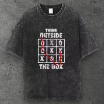 Mens Tic Tac Toe Graphic Cotton T Shirt Washed Black Y2K Streetwear S-3XL S įvairiaspalvis