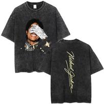 Skalbti vintažiniai Michael Jackson veido grafikos marškinėliai vyrams moterims Retro gotikiniai roko marškinėliai vyriška mada Hip Hop Oversized marškinėliai S įvairiaspalvis