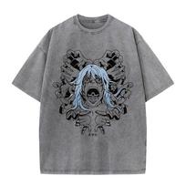 Anime Jujutsu Kaisen Marškinėliai Vintage skalauti marškinėliai Harajuku Oversize medvilniniai marškinėliai Medvilniniai madingi gatvės drabužiai Unisex viršus S įvairiaspalvis