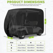 210D Waterproof Golf Cart Cover Universal Fits for Most Brand 2/4 Passenger Golf Cart Sunproof Dustproof Outdoor Cover Zipper 210D-242x122x168cm