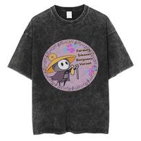 Funny Game Hollow Knight Retro Washed T-shirts Men Women Clothing Casual Oversized Short Sleeve Top Male Vintage Cotton T Shirts S įvairiaspalvis