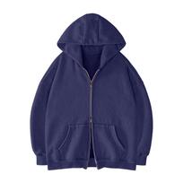 Women's Casual Color Zip-Up Hoodie Sweatshirt for Everyday Wear S tamsiai mėlyna